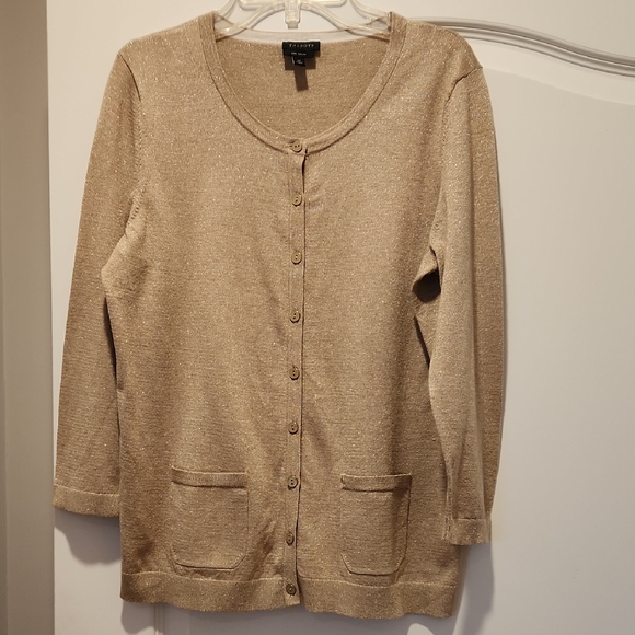 Talbots Sweaters - Talbots Gold Metallic Cardigan Sweater